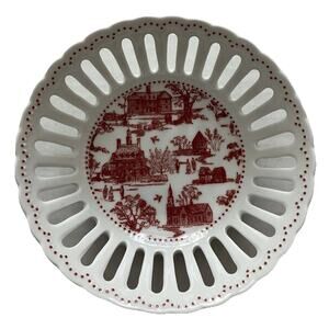 Vtg Colonial Williamsburg Porcelain Fruit Bowl Decorative Lattice Design 5.75X2